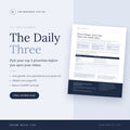 The Business Life Co. Daily Three digital productivity planner PDF with morning routine guide and task categories.